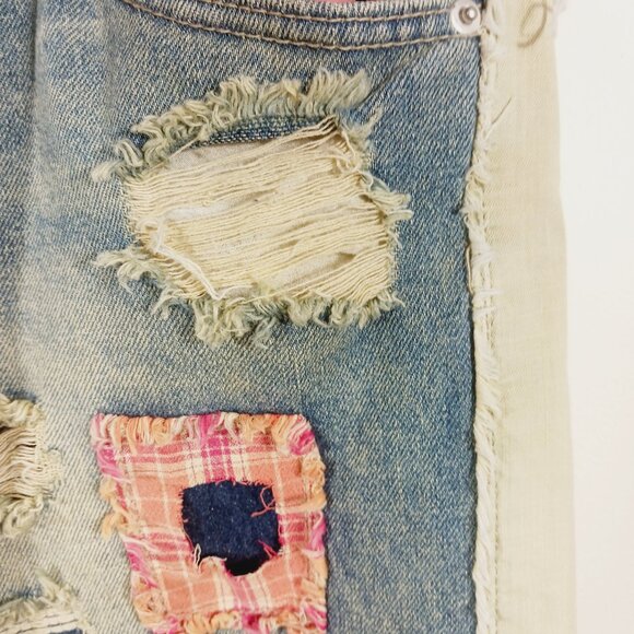 Oli & Hali Dawn Patchwork Wide Straight Jeans Size Small Mixed Media, Retro Edgy - Picture 4 of 16